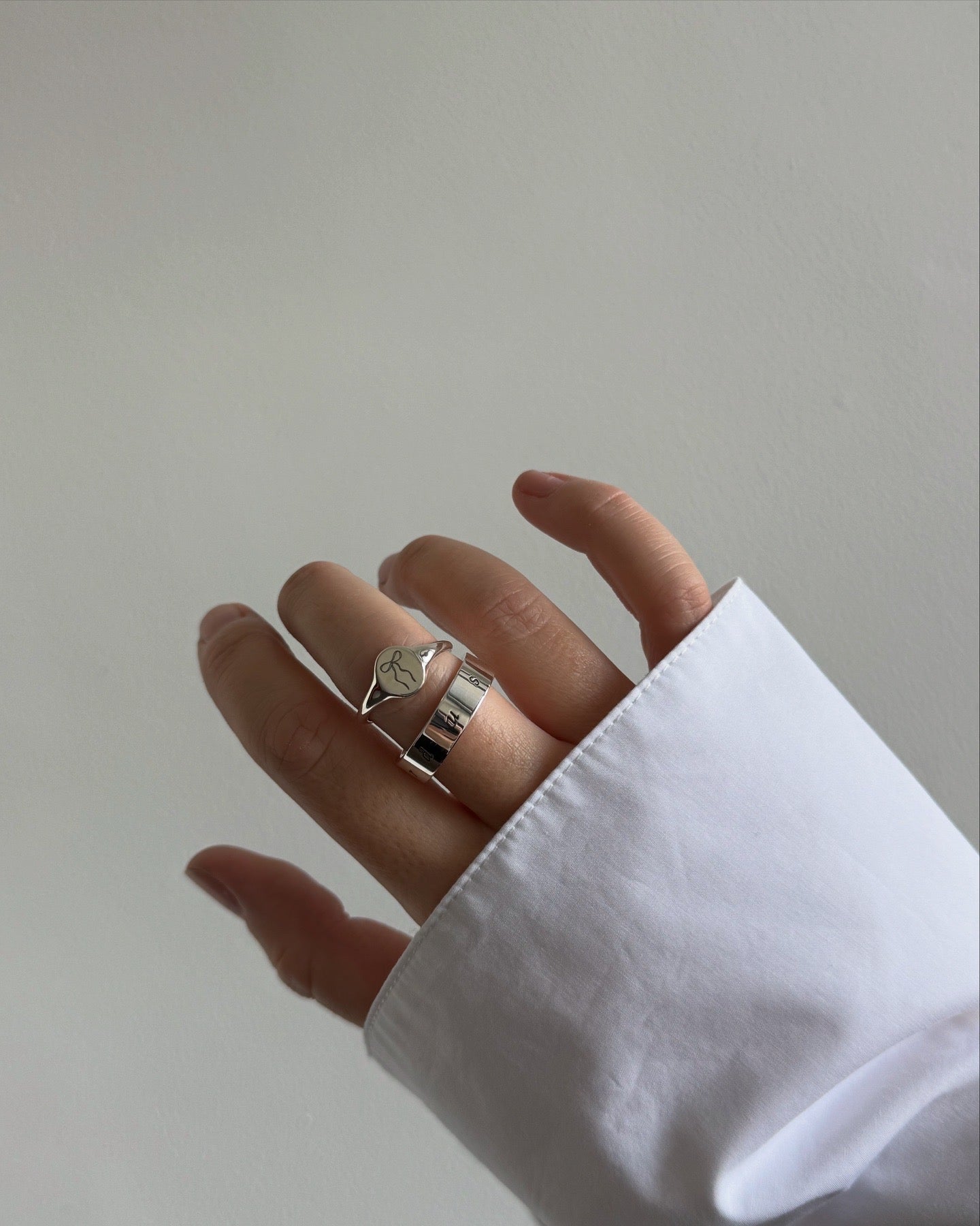 Wide & chunky ‘stardust’ engraved band ring ( oval signet not included)