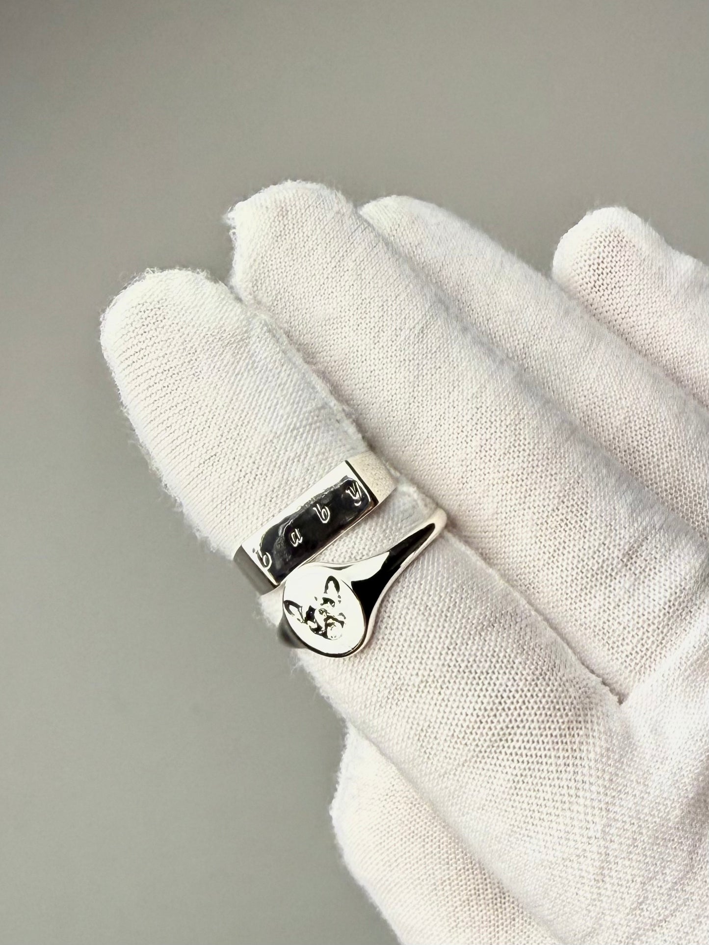 ‘baby ’ rectangular silver ring