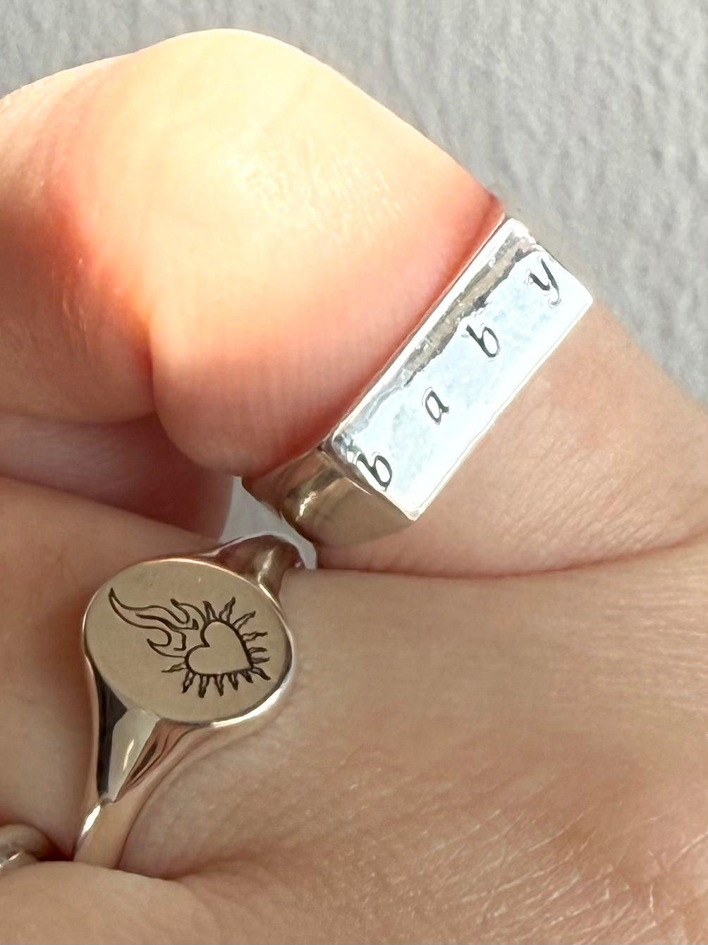 ‘baby ’ rectangular silver ring