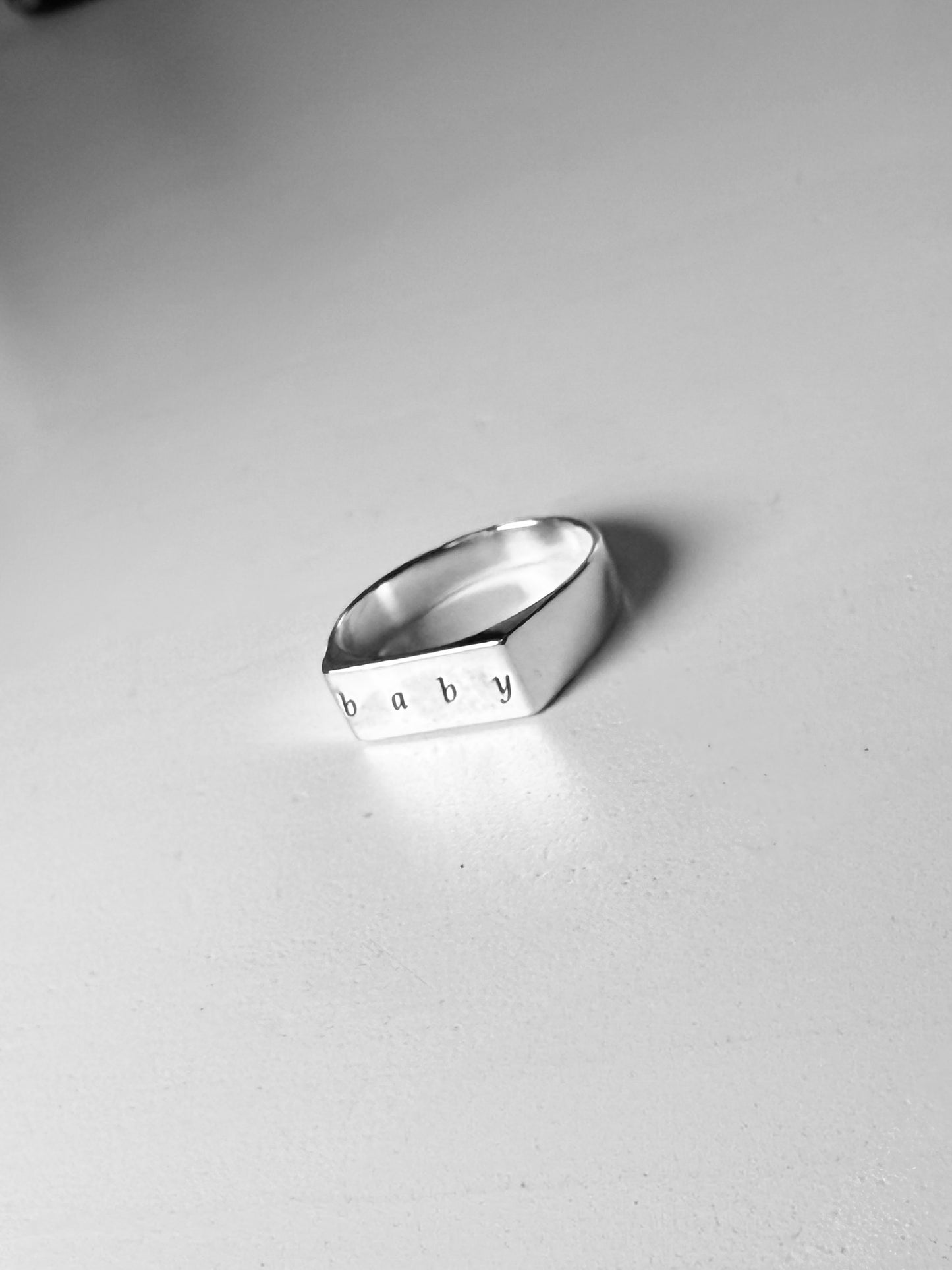 ‘baby ’ rectangular silver ring
