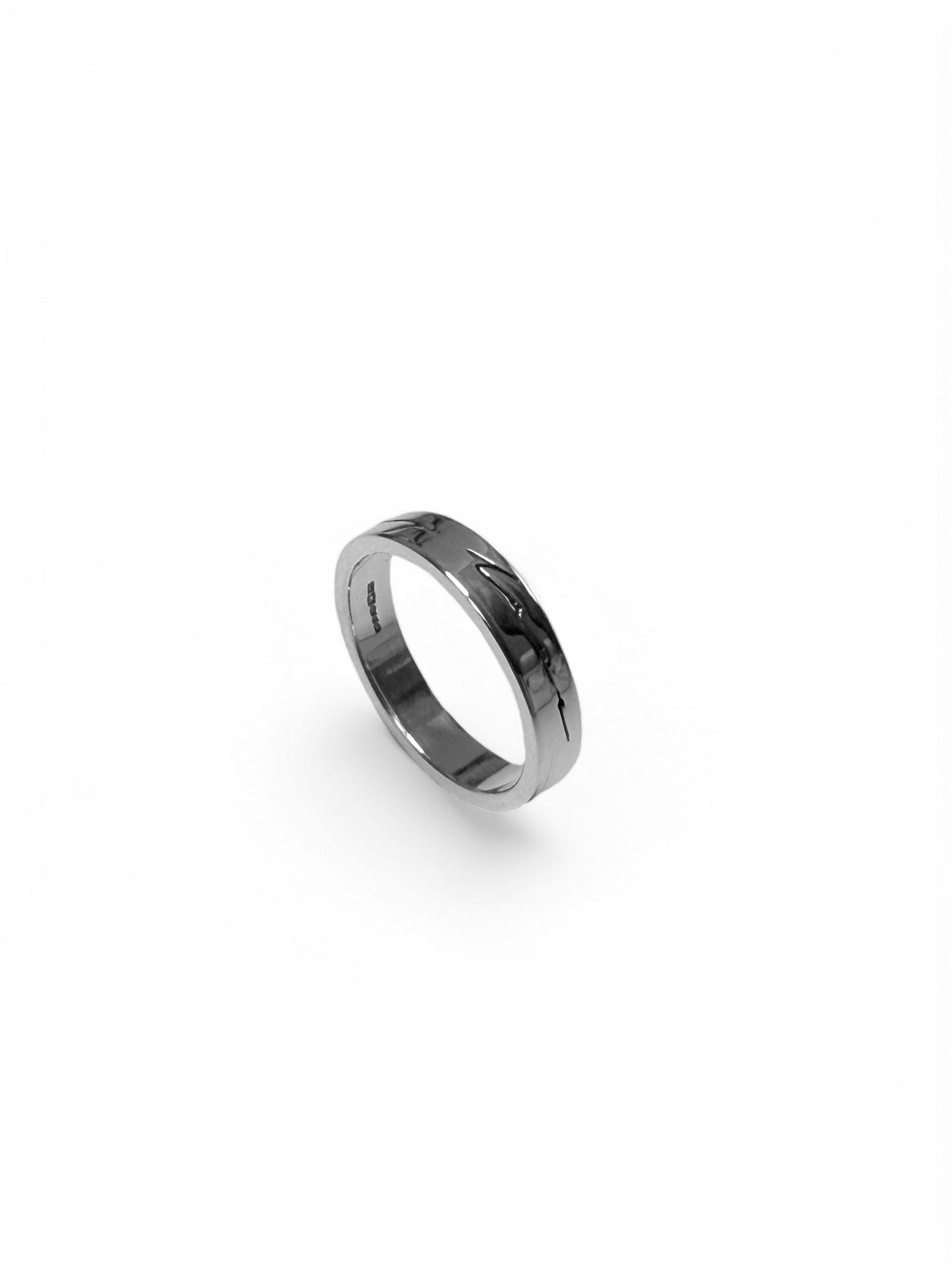 ‘In my lane ‘ handwritten script onto silver band ring
