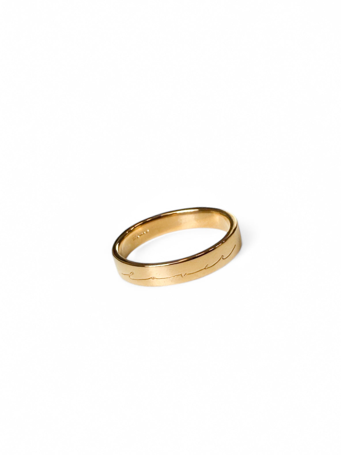 ‘Lover’ silver band ring 18ct yellow hard gold plating
