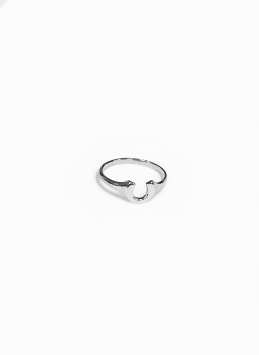 Tiny horseshoe silver ring