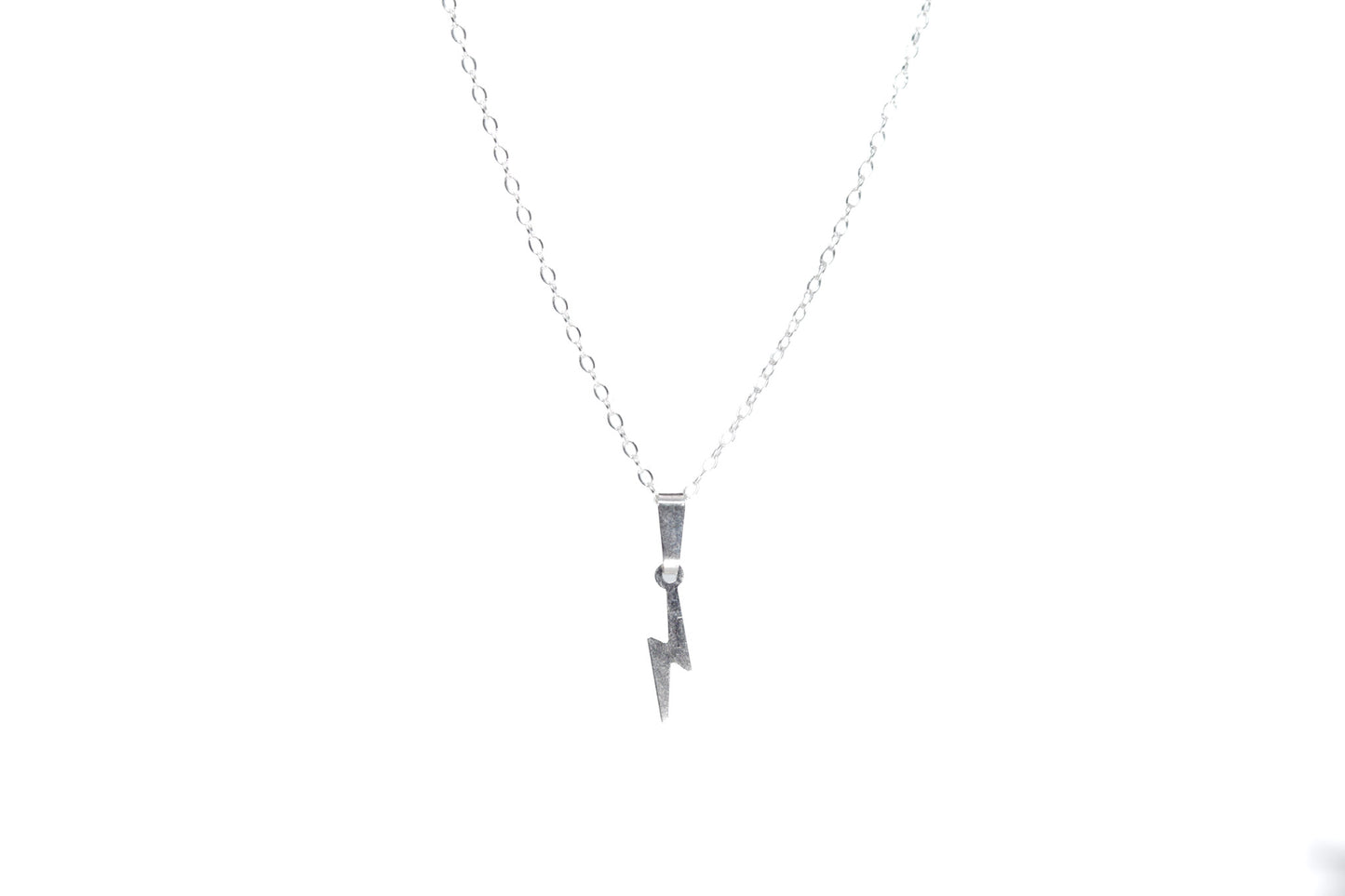 Model 6 - Sterling Silver 1.3 mm Trace Chain 24 inches / 60 cm comes with lightening bolt pendant.