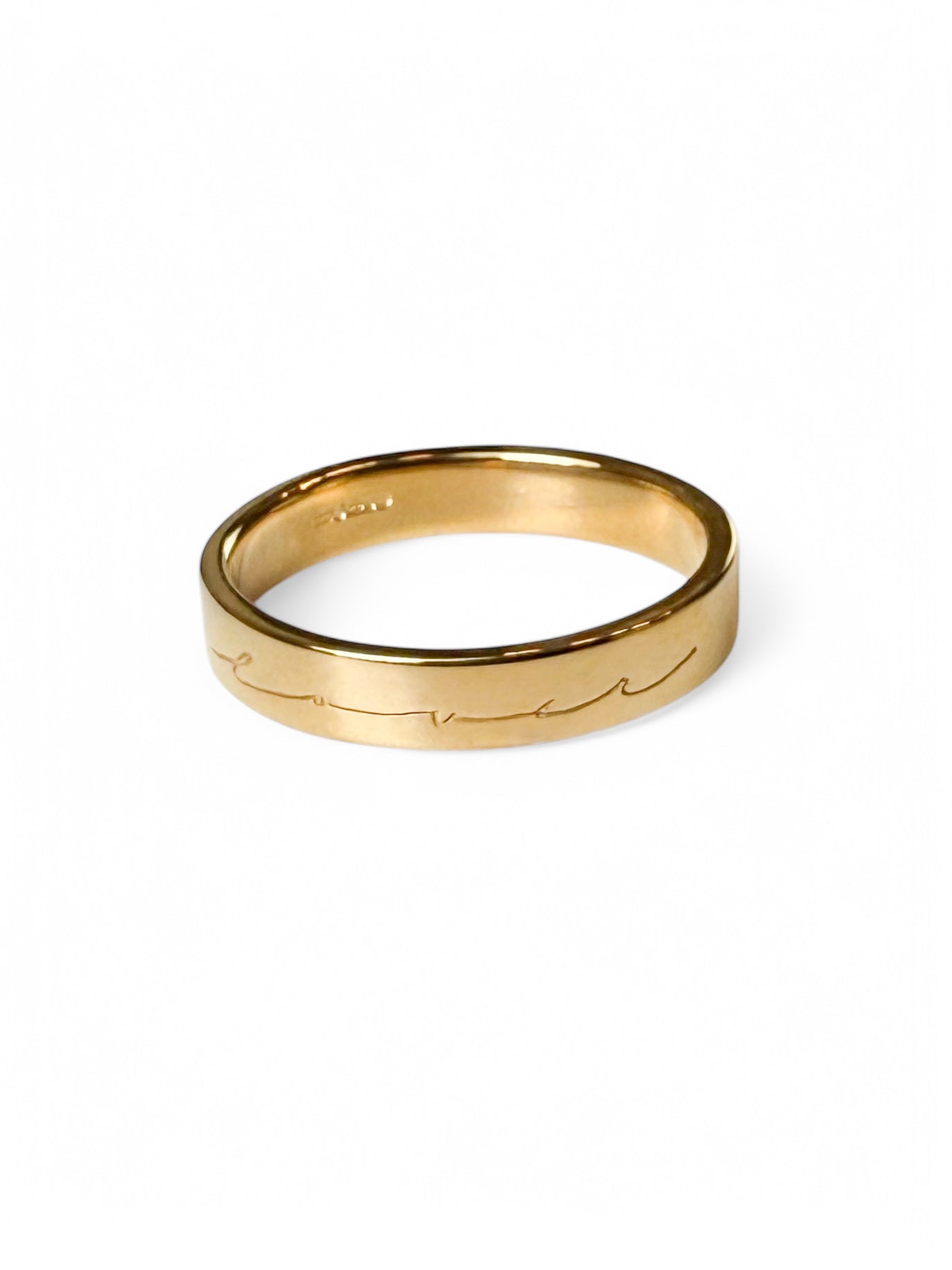 ‘Lover’ silver band ring 18ct yellow hard gold plating