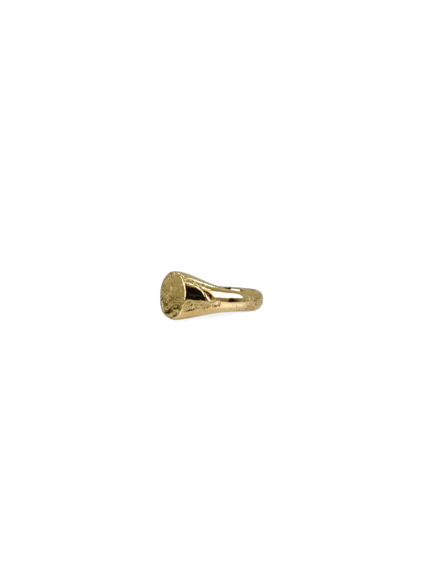 ‘Concrete’ textured signet ring in 9ct yellow gold