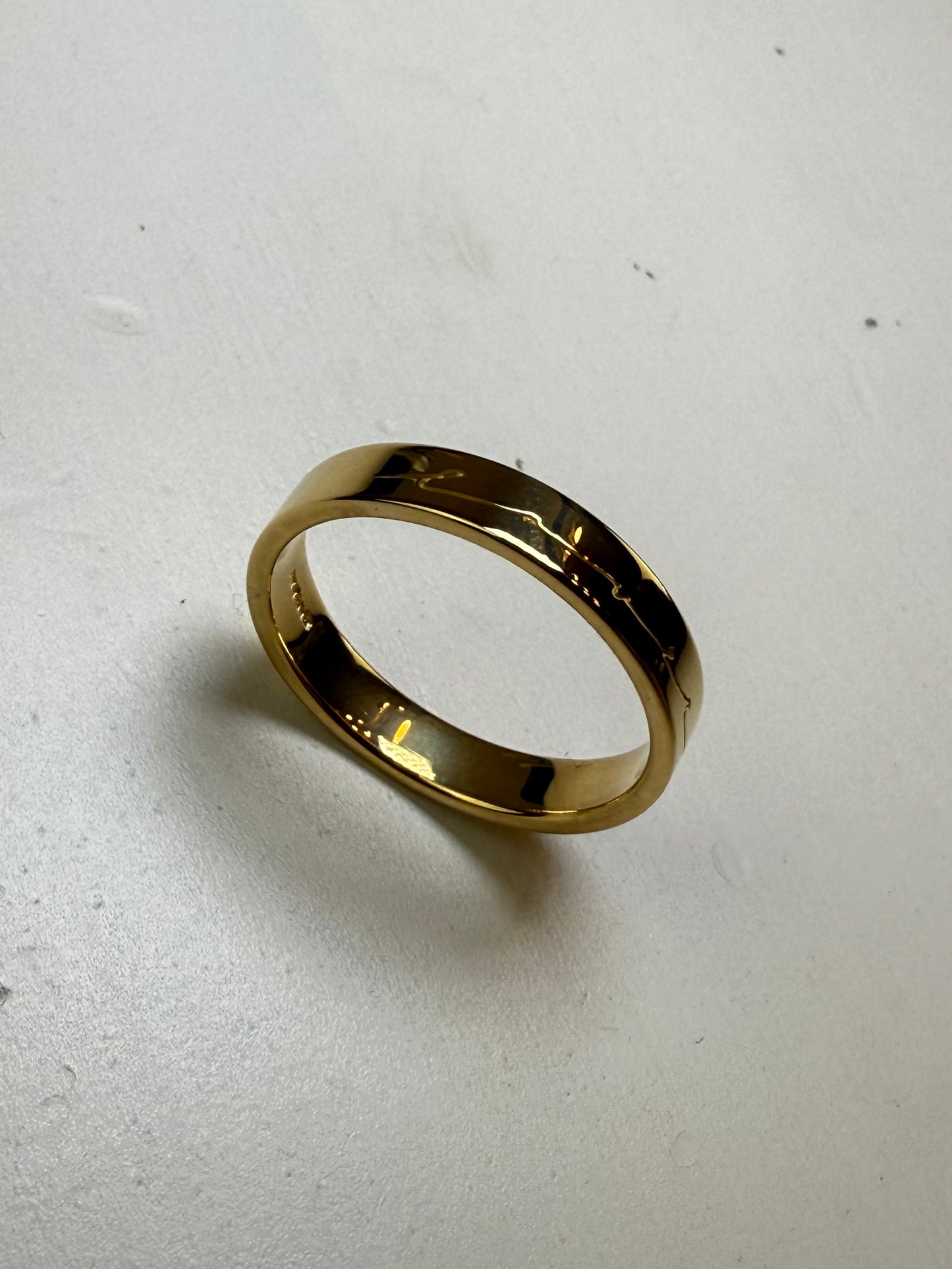 ‘Lover’ silver band ring 18ct yellow hard gold plating