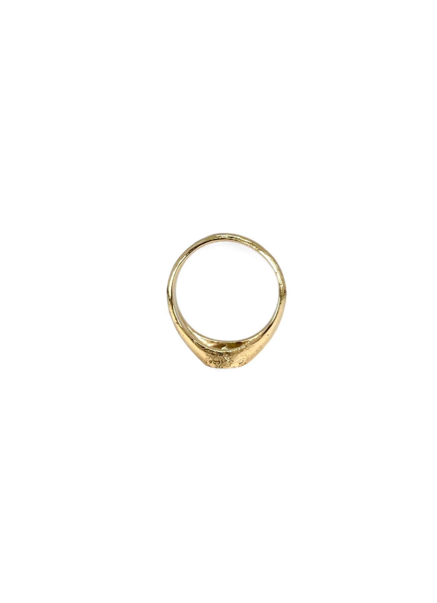 ‘Concrete’ textured signet ring in 9ct yellow gold