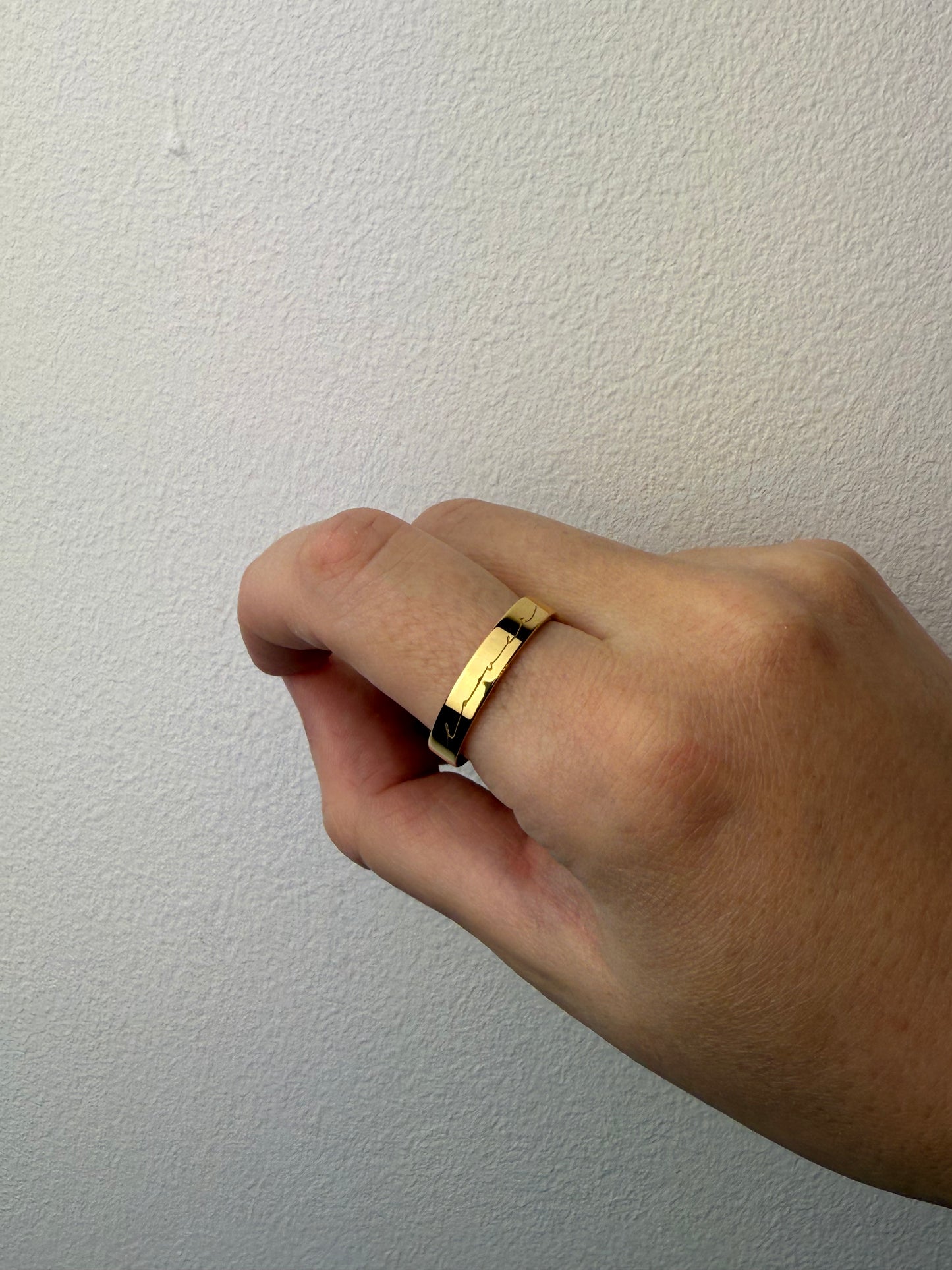 ‘Lover’ silver band ring 18ct yellow hard gold plating